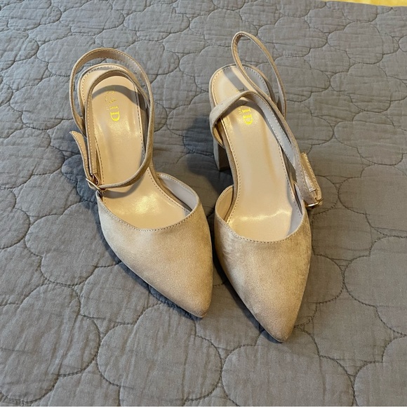 ASOS nude suede heels, wide, size 7.5 - Picture 11 of 13